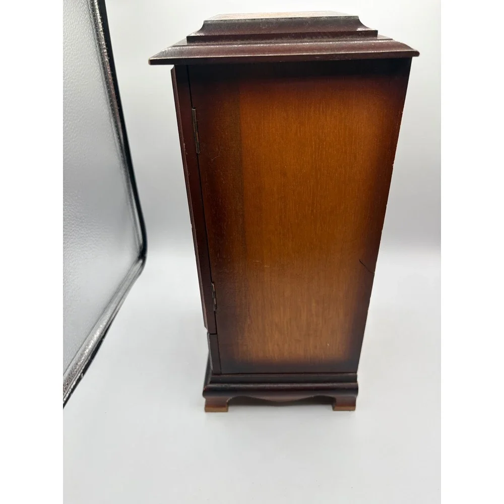 Vintage Wooden Jewelry Box Armoire Sunset Scene Music Box Cabinet 3 Drawers